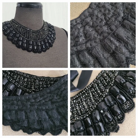 Black Beaded Collar Necklace - Picture 3 of 8
